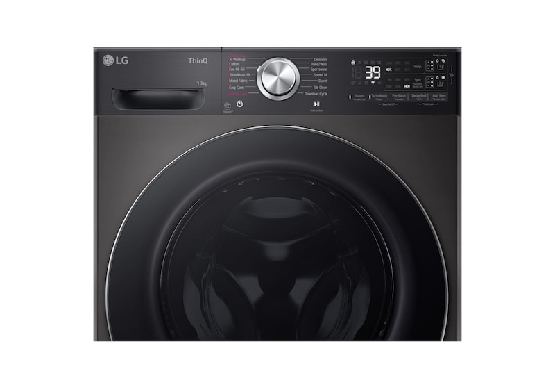 LG 13kg AI DD™ ezDispense™ Washing Machine, Platinum Black, F4Y913BCTA1